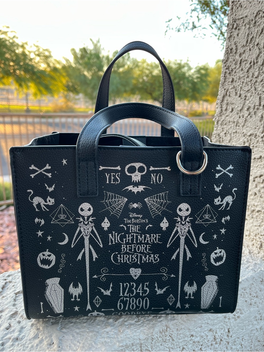 Disney Black Tote Bag Purse, shoulder strap,The Nightmare Before Christmas Print